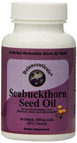Balanceuticals Seabuckthorn semilla aceite, cápsulas de suplemento dietético de 500 mg, 60-Conde botella