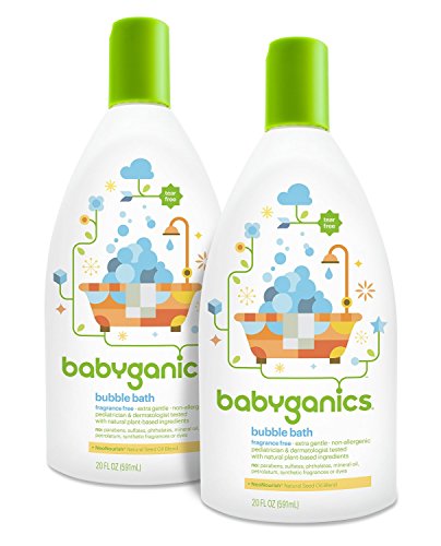 Babyganics bebé baño de burbujas, fragancias gratis, botella de 20 oz, (paquete de 2)