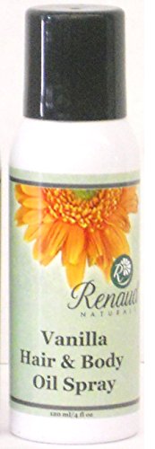Renaud Naturals cabello 100% Natural y orgánico y aceite corporal Spray (aceite hidratante y gran posando) 4oz - aroma de la vainilla (también disponible en aroma Floral)