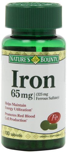 Generosidad de la naturaleza del hierro (sulfato ferroso 325 mg), 65 Mg. 100 comprimidos