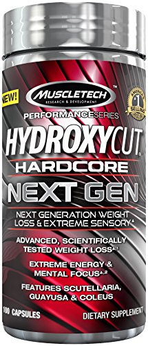 MuscleTech Hydroxycut Hardcore Gen siguiente, pérdida de peso de próxima generación y extremo sensorial, 100 cápsulas