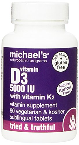 Programas naturista vitamina D3 5000 UI de Michael con tabletas de vitamina K2, cuenta 90