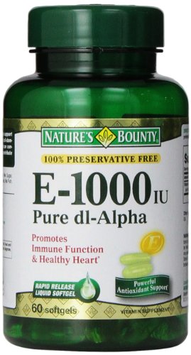 Recompensa E 1000 IU de la naturaleza, puro d1-alfa, 60 cápsulas