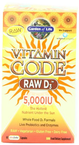 Jardín de vida vitamina codigo D3 crudo 5000, 60 capsulas