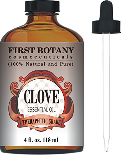 Clavo aceite esencial 4 fl. oz. Con un cuentagotas de cristal - 100% Natural y puro el aceite de clavo con calidad superior y de grado terapéutico