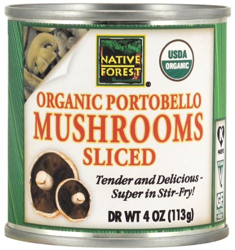 Bosque nativo orgánico en rodajas champiñones Portobello, 4 onzas de latas (Pack de 12)