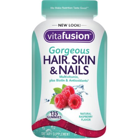Vitafusion magnífico pelo piel y uñas Multivitaminas Gomitas frambuesa con sabor natural a 135 ea (Pack de 2)