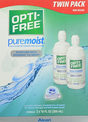 Opti-Free Puremoist multiusos desinfectante solución, 10 onzas (paquete de 2)