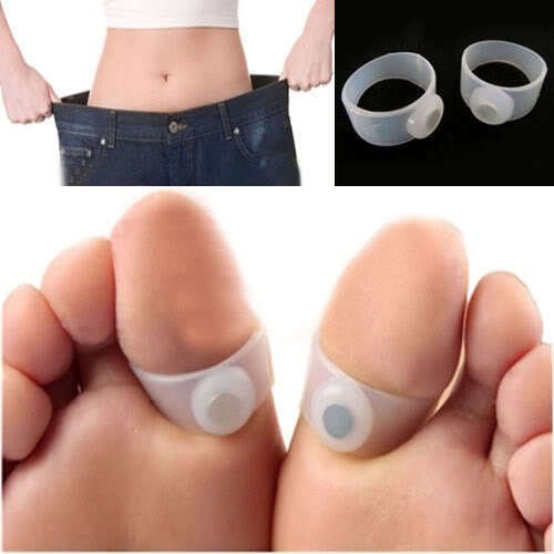 1 par de eficaz adelgazante de silicona suave de dedos del pie acupresión anillos con imanes para bajar de peso, aumento del metabolismo / estimulación y frenar el apetito por VAGA