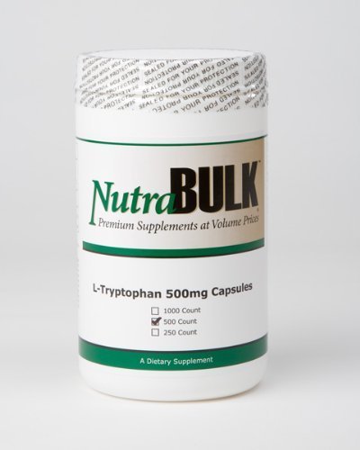 Cápsulas de L-triptófano NutraBulk - beneficios global Cardiovascular + salud cognitiva - 100% grado farmacéutico - 500 miligramos cápsulas cuenta 500