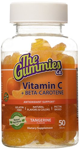 El Co de gomitas vitamina C y betacaroteno rebanadas apoyo antioxidante, mandarina, cuenta 50