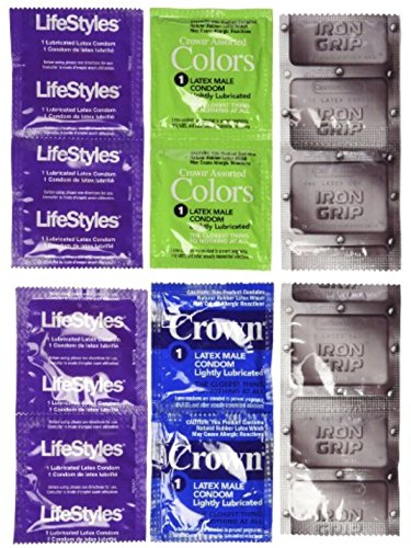Condomania ajustado Ajuste condones Sampler Pack 12 pack - incluyendo de condones más pequeños: estilos de vida tapa ajuste y pequeño tamaño condones de corona, puño de hierro, PRECAUCIÓN Use, sostiene.