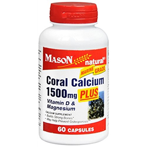 Cápsulas de 1500 Mg de calcio de coral para la fortaleza ósea, por Mason vitaminas, 60 Ea