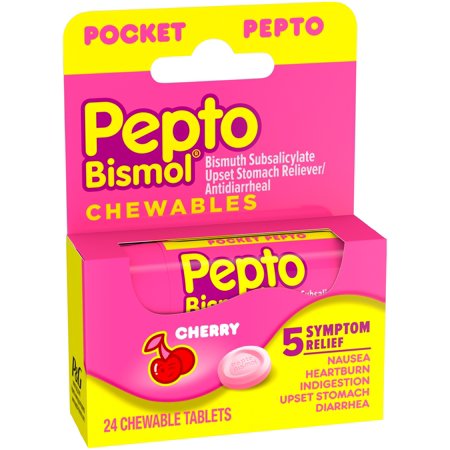 Multi-Symptom Pepto Bismol bolsillo tabletas masticables para las náuseas ardor de estómago indigestión malestar estomacal y 