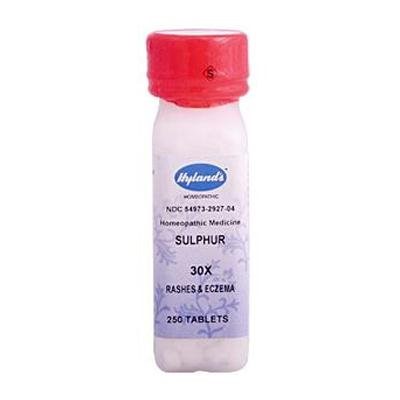 Hyland's Sulphur 30X Tablets Alivio natural de la piel Itchy diarrea o irritabilidad 250 Count
