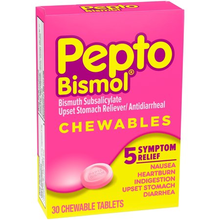 (2 Pack) Pepto Bismol comprimidos masticables para las náuseas ardor de estómago indigestión malestar estomacal y diarrea Ali