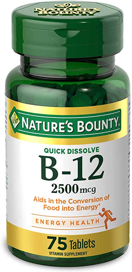 BOUNTY NATURALEZA VITAMINE B12 SUPPLEMENT 2500MCG 75 COMPRIMES